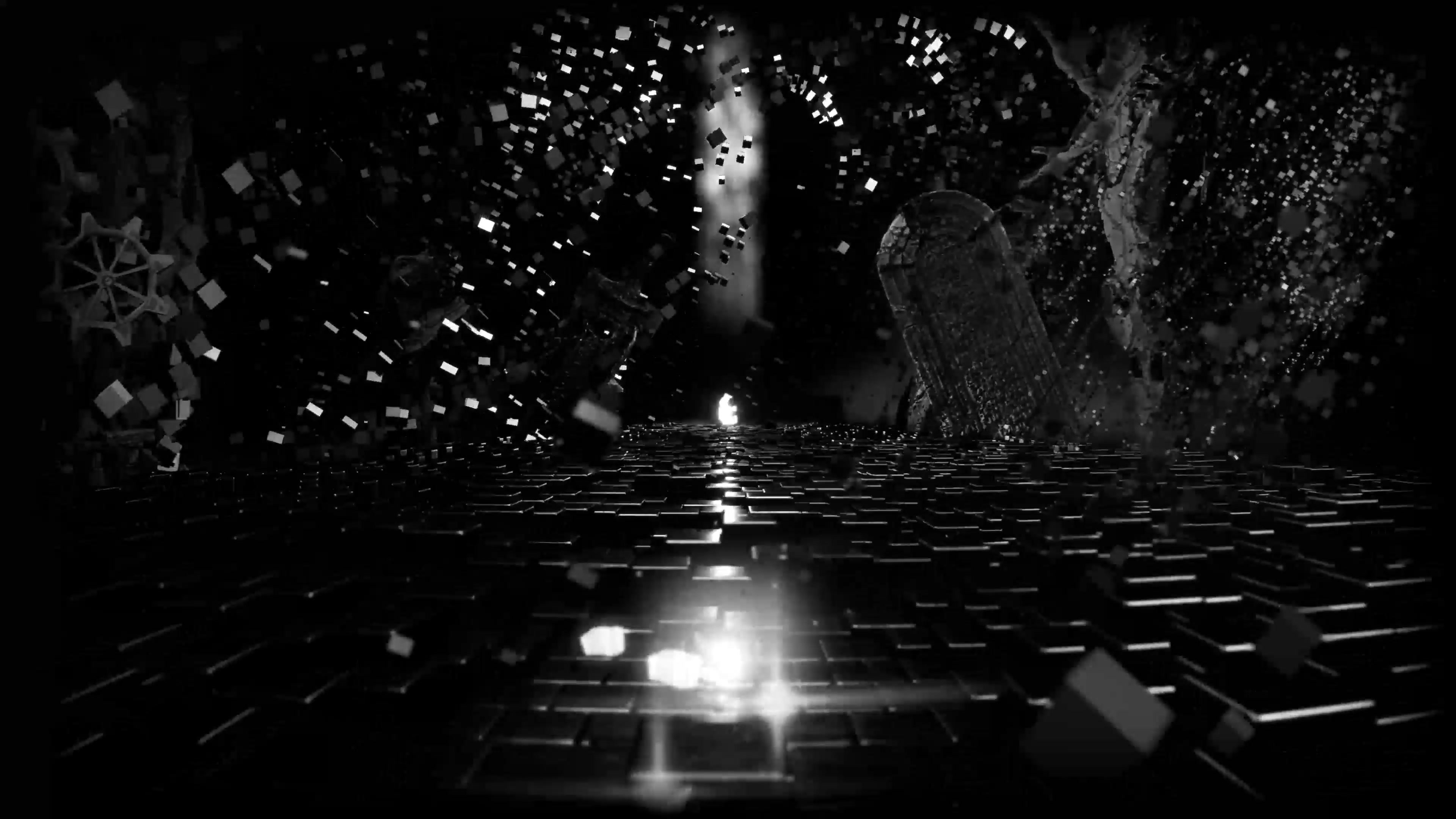Bright doorway within the monochrome environment
